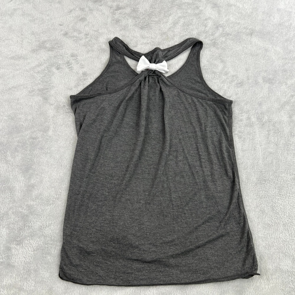 Bella Keep Calm and Work Out Tank Top XL Gray Women Racerback Bow Back Graphic - Picture 5 of 8